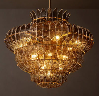 Sculptural Amelia Smoke Glass Round Chandelier – 36"