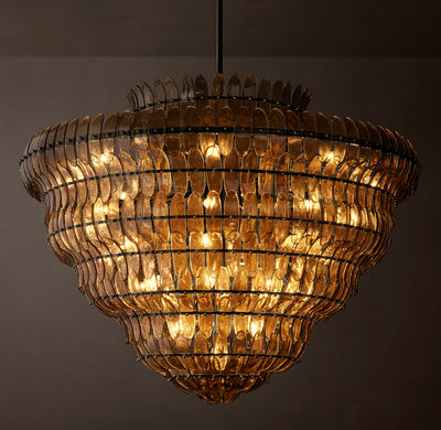 Sculptural Amelia Smoke Round Glass Chandelier