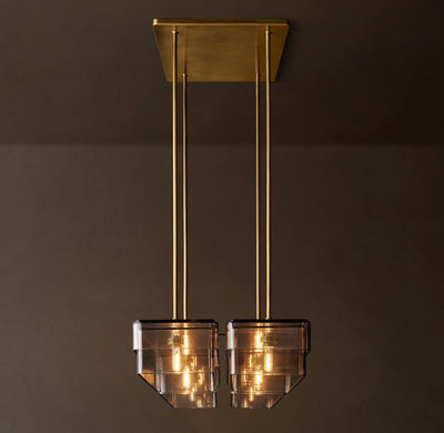 Signature Remy Square Chandelier – 24" Lacquered Burnished Brass/Smoke