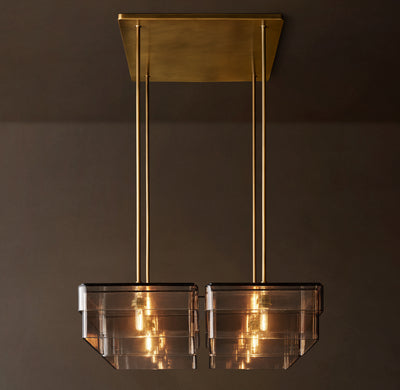Signature Remy Square Chandelier – 36" Lacquered Burnished Brass/Smoke