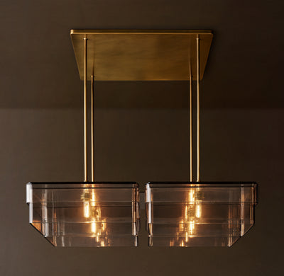 Signature Remy Square Chandelier – 48" Lacquered Burnished Brass/Smoke