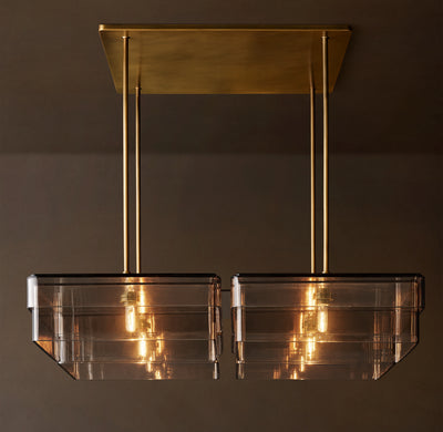 Signature Remy Square Chandelier – 60" Lacquered Burnished Brass/Smoke