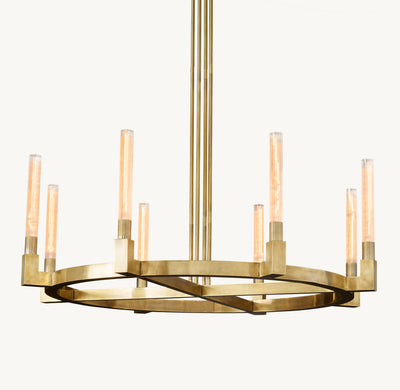 Heritage Cannele Round Chandelier – 48" Lacquered Burnished Brass