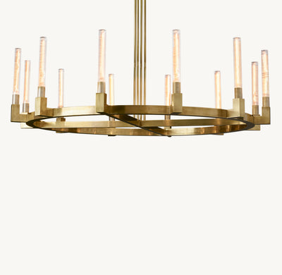 Heritage Cannele Round Chandelier – 60" Lacquered Burnished Brass