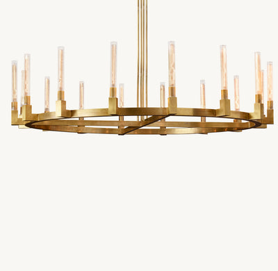 Heritage Cannele Round Chandelier – 72" Lacquered Burnished Brass
