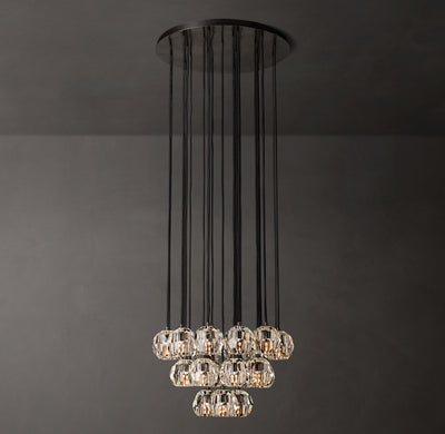 Heritage Boule De Cristal Clear Glass Round Cluster Chandelier – 24" Bronze
