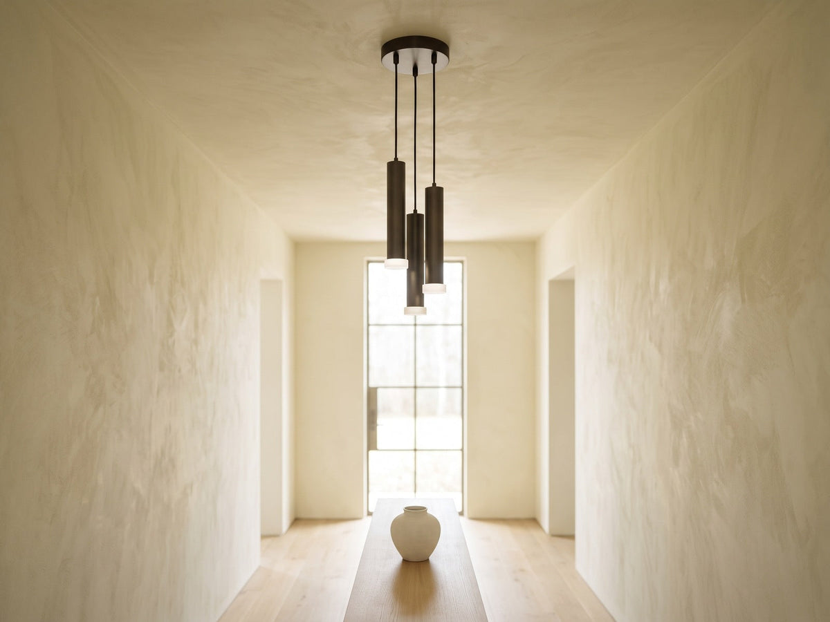 Neatly installed multi-port pendant cluster with evenly spaced cables