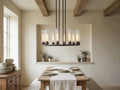 Andreas 10-Light Round Chandelier in Bronze in a farmhouse dining room