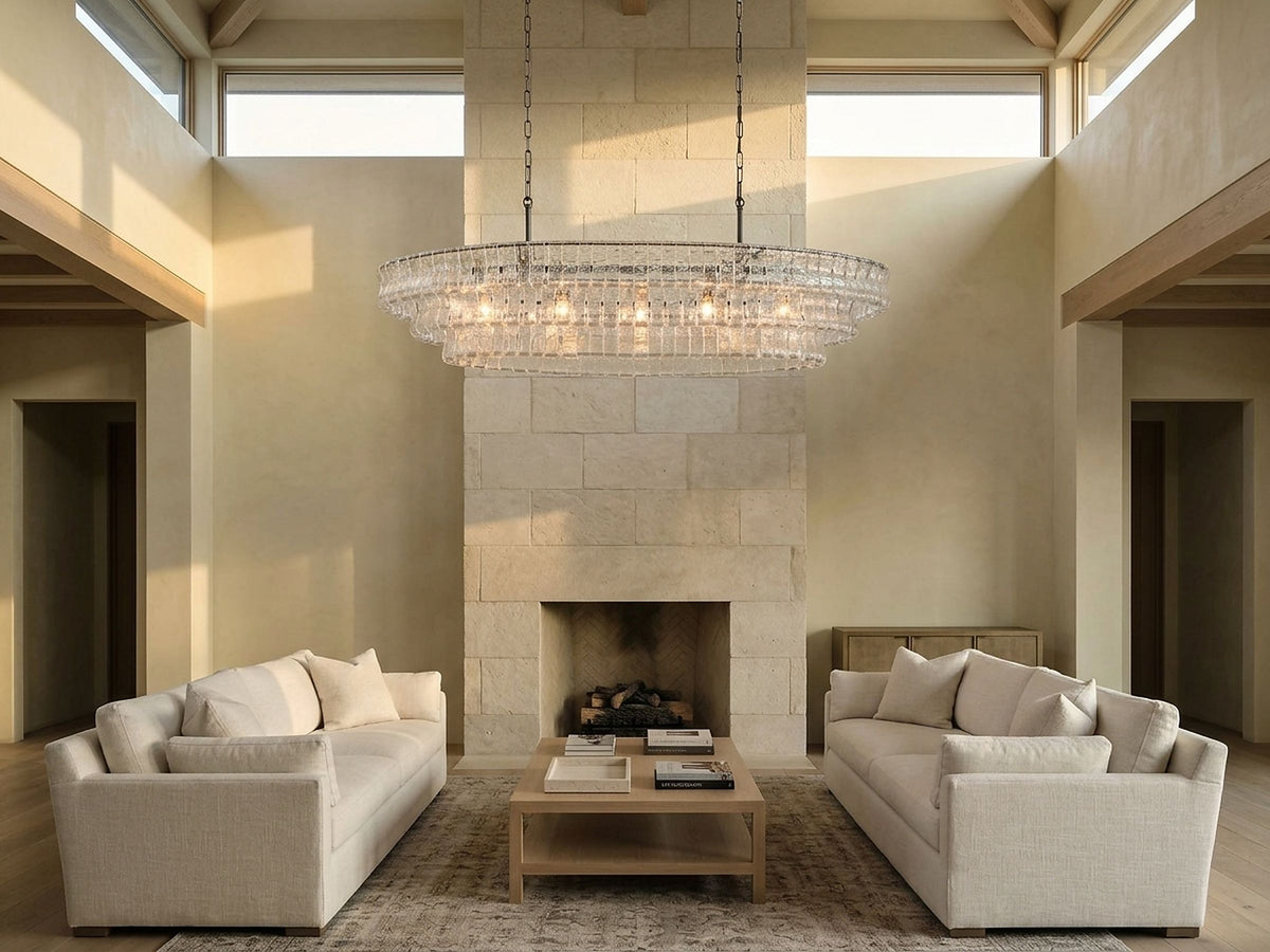 Heritage 54" Ghiaccio Oval Chandelier in Bronze with Clear Glass