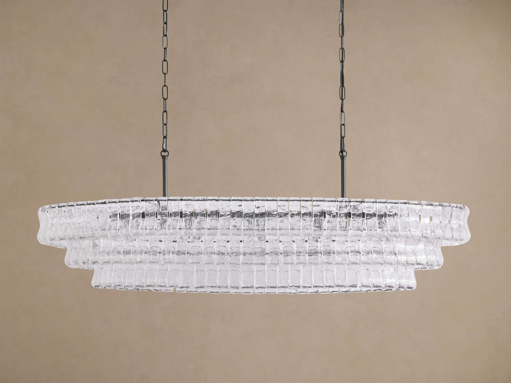 Heritage 54" Ghiaccio Oval Chandelier in Bronze with Clear Glass