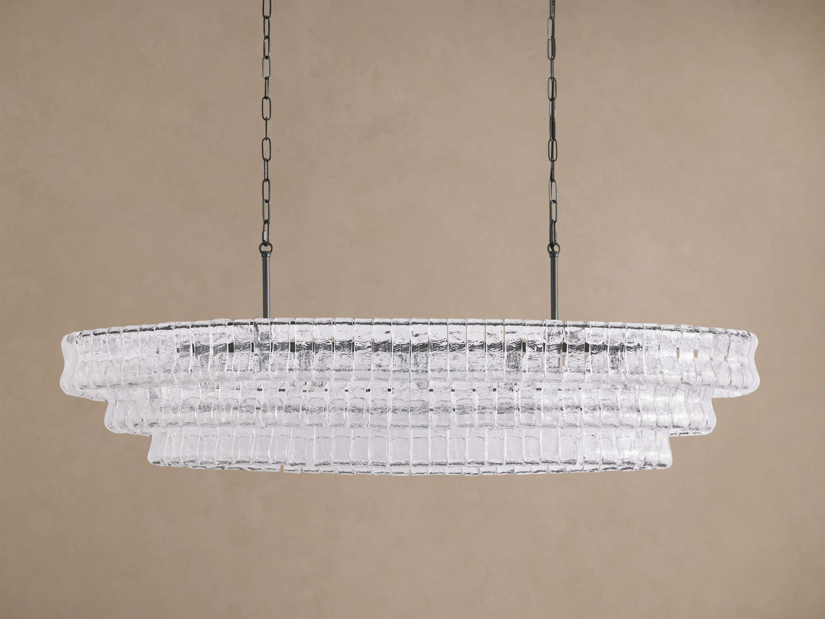 Heritage 54" Ghiaccio Oval Chandelier in Bronze with Clear Glass