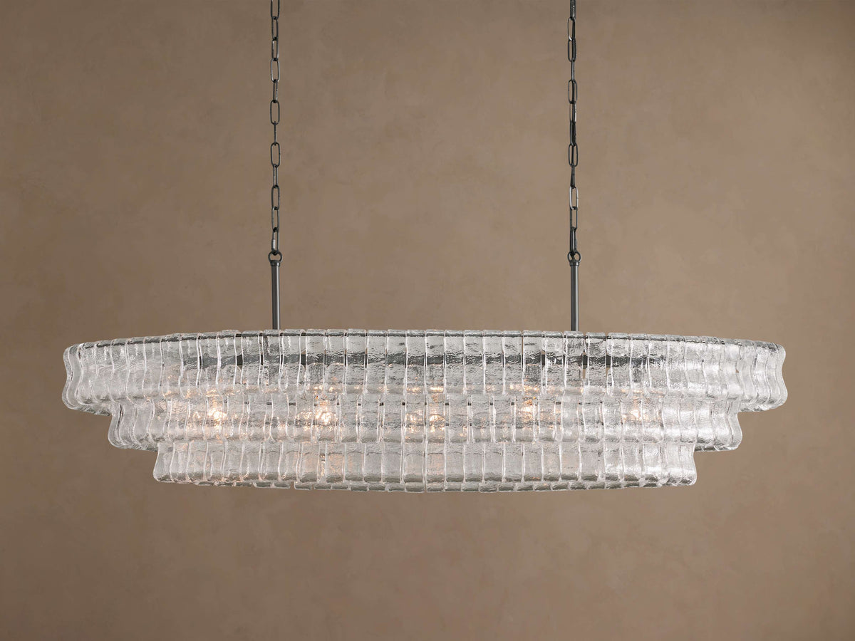 54 inch Ghiaccio Oval Chandelier in Bronze with Clear Glass