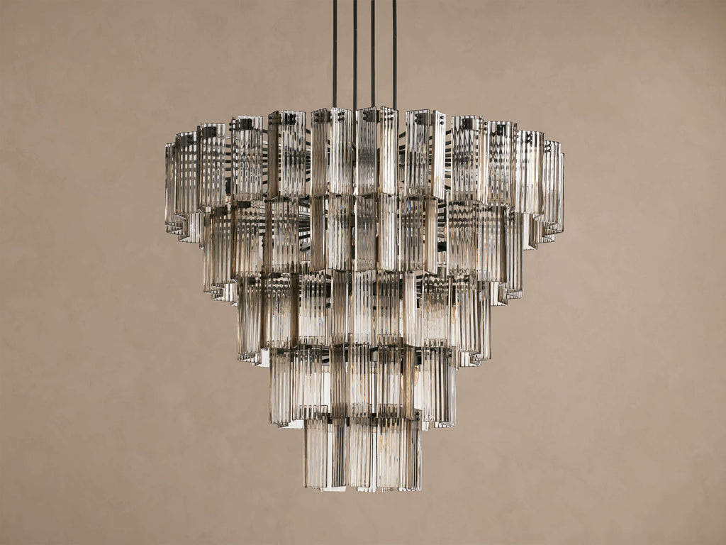 Artisan Delsie Round Chandelier in Bronze with Smoke Glass