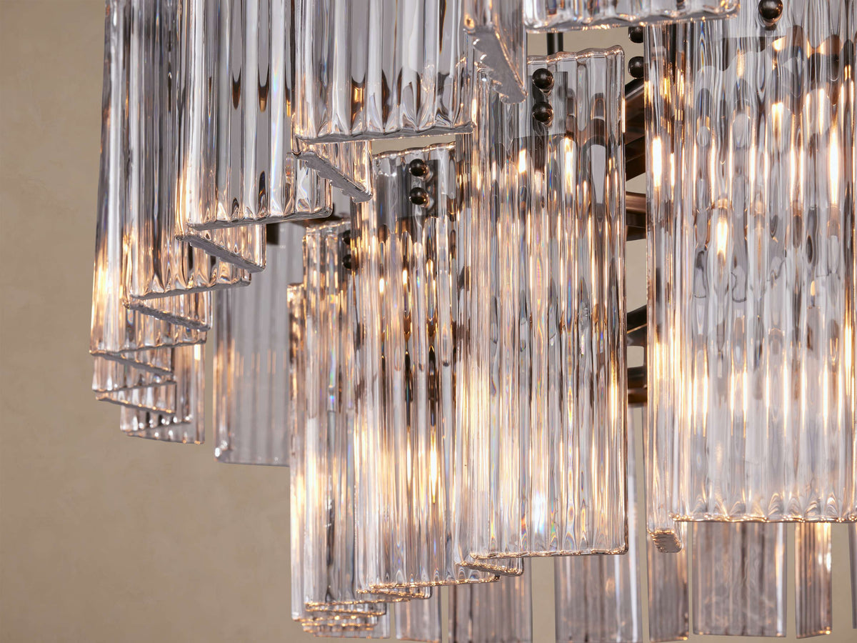 Artisan 72" Delsie Oval Tiered Chandelier in Bronze with Clear Glass