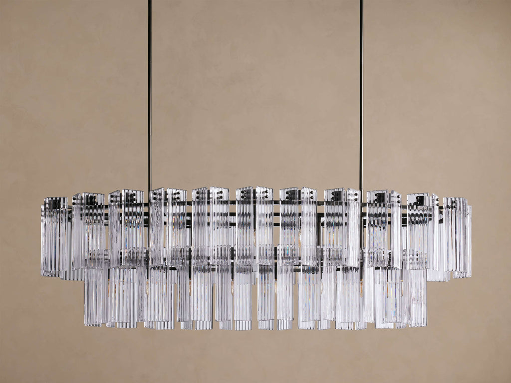Artisan 72" Delsie Oval Tiered Chandelier in Bronze with Clear Glass