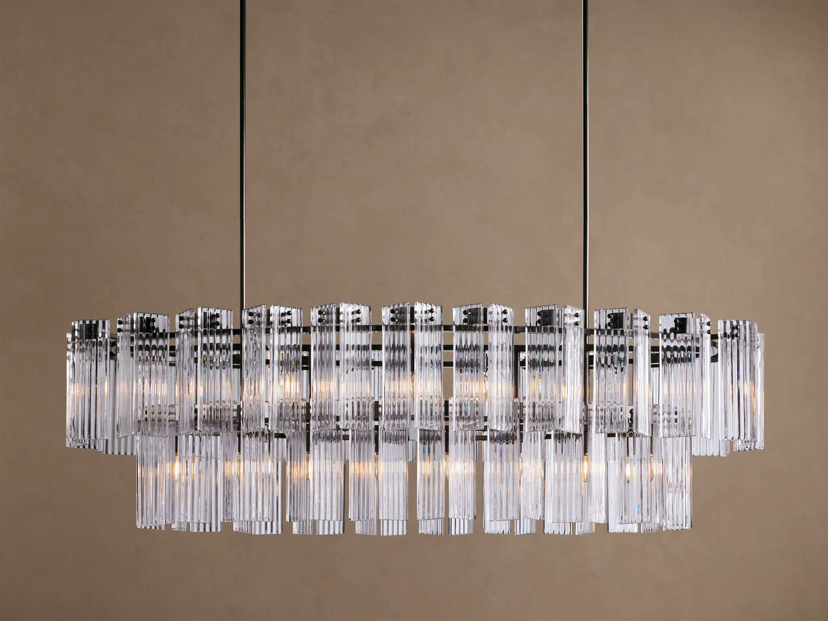 72 inch Delsie Oval Tiered Chandelier in Bronze with Clear Glass