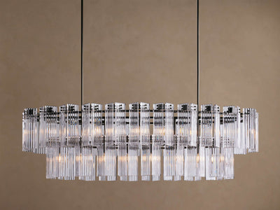 Artisan 72" Delsie Oval Tiered Chandelier in Bronze with Clear Glass