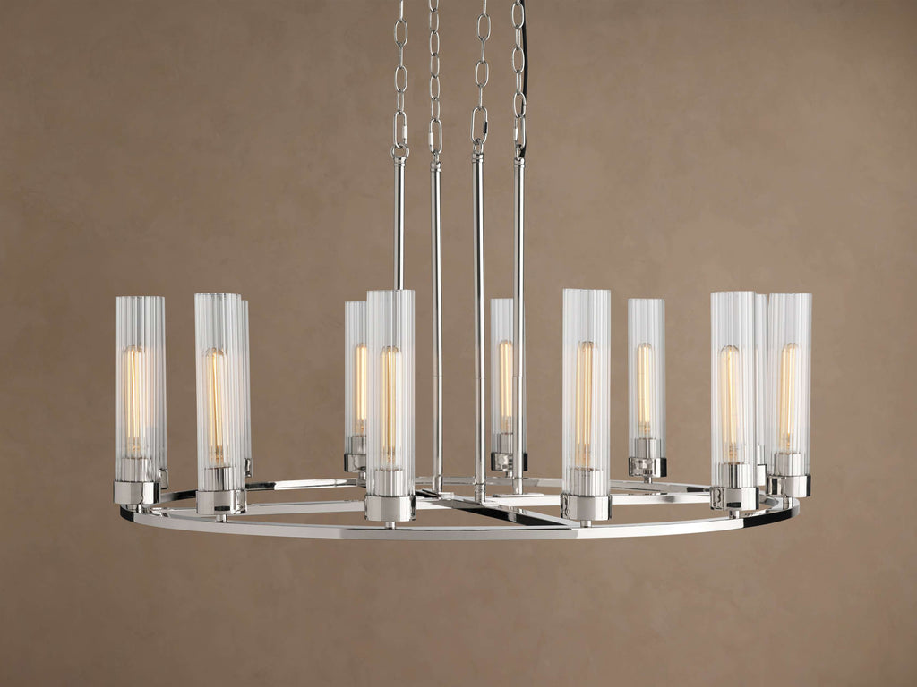 Andreas 12 Light Round Chandelier in Nickel