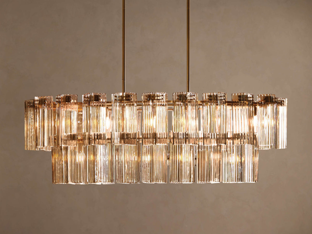 72 inch Delsie Oval Tiered Chandelier in Brass with Clear Glass