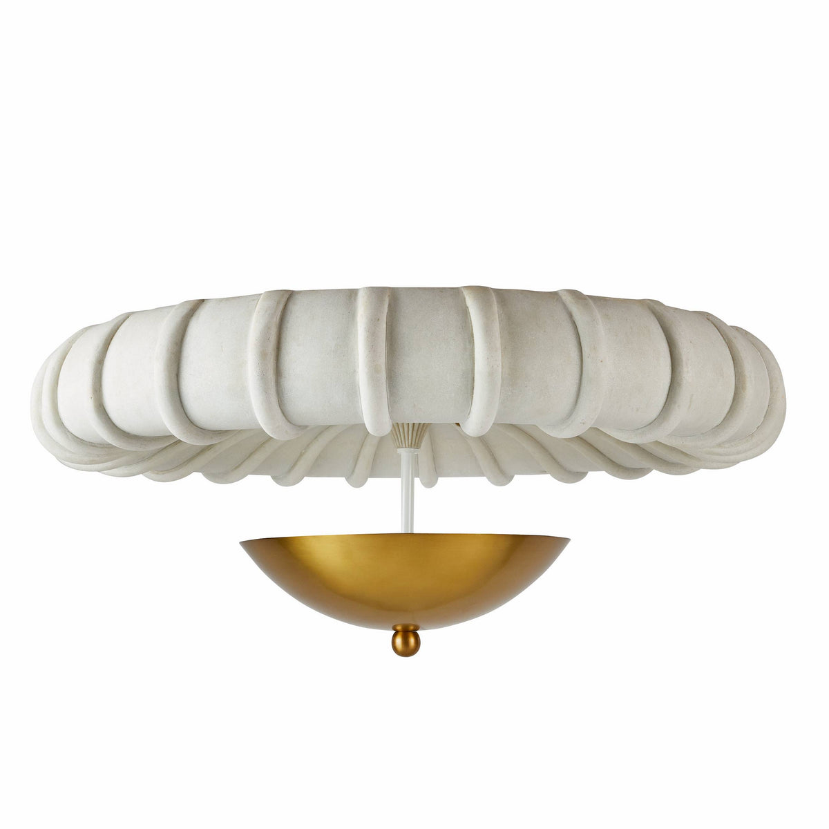 Artisan Camella Flush Mount – Antique Brass Steel, Ivory Ricestone