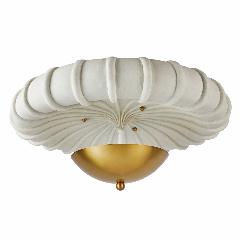 Artisan Camella Flush Mount – Antique Brass Steel, Ivory Ricestone