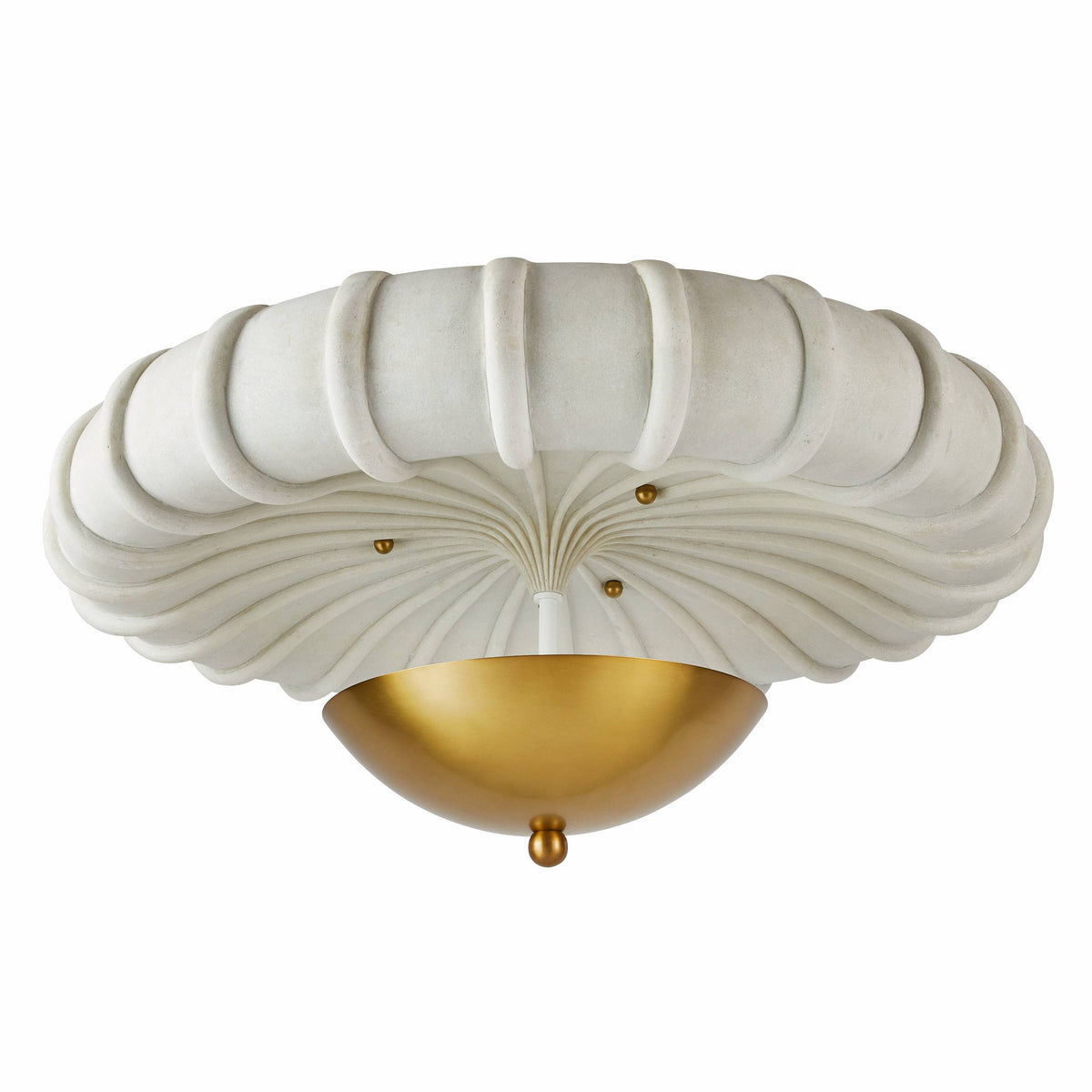 Artisan Camella Flush Mount – Antique Brass Steel, Ivory Ricestone