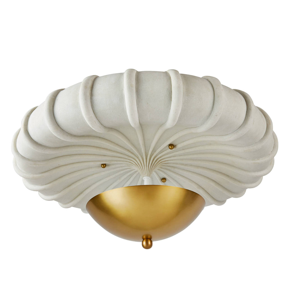 Artisan Camella Flush Mount – Antique Brass Steel, Ivory Ricestone