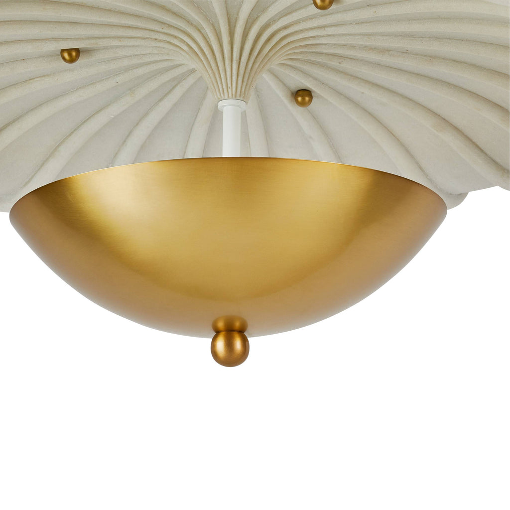 Artisan Camella Flush Mount – Antique Brass Steel, Ivory Ricestone