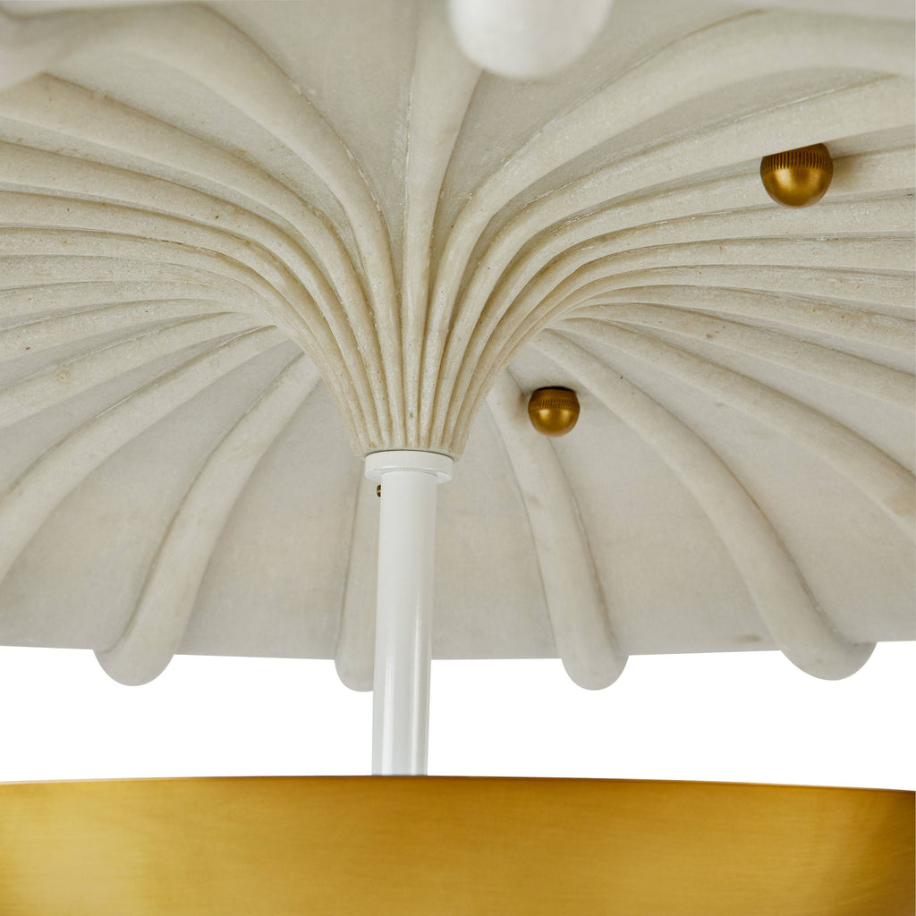 Artisan Camella Flush Mount – Antique Brass Steel, Ivory Ricestone