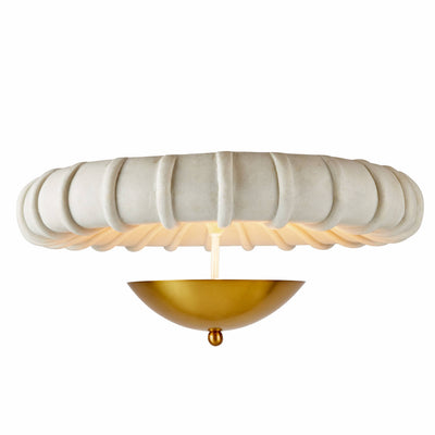 Artisan Camella Flush Mount – Antique Brass Steel, Ivory Ricestone