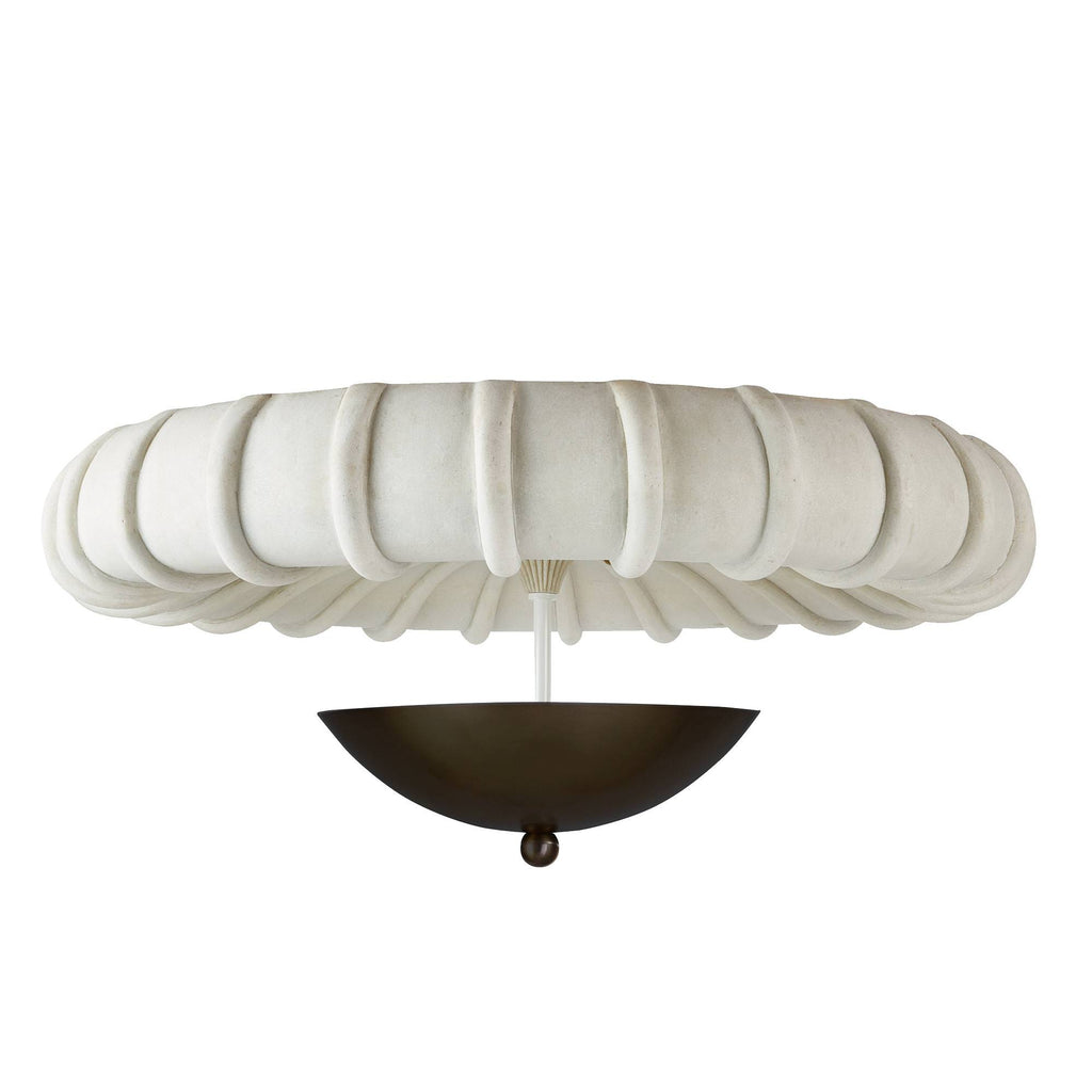 Artisan Camella Flush Mount – English Bronze Steel, Ivory Ricestone