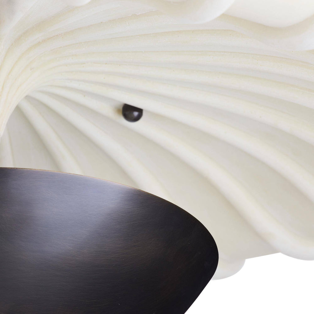 Artisan Camella Flush Mount – English Bronze Steel, Ivory Ricestone