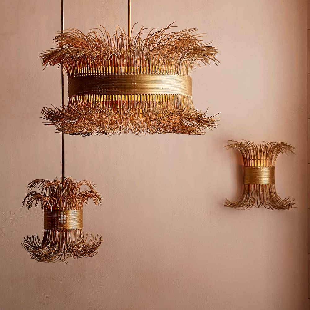 Sculptural Filamento Chandelier – Natural, Rattan