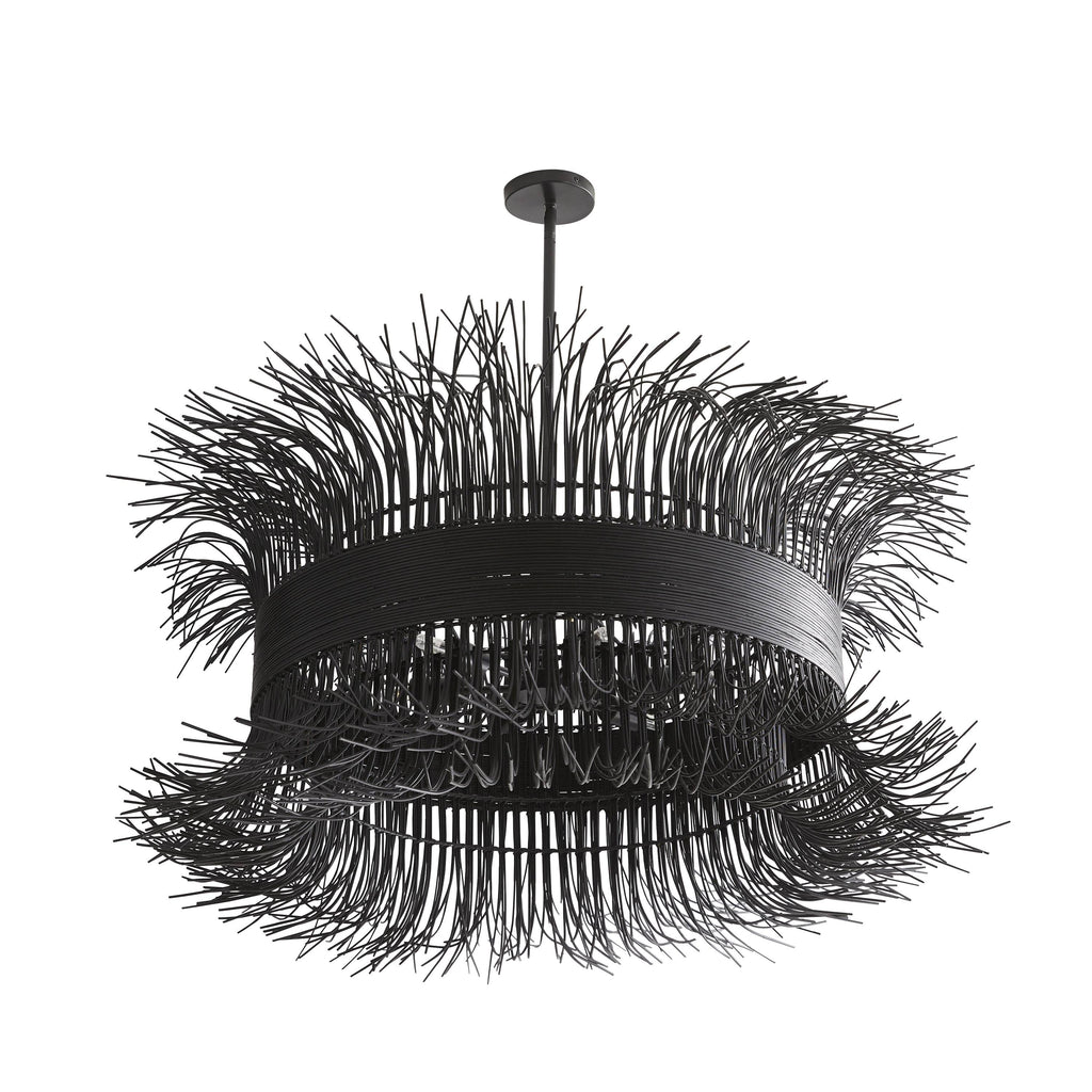 Sculptural Filamento Chandelier – Black, Rattan