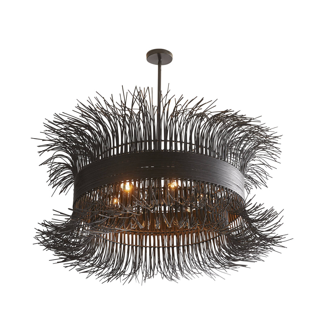 Sculptural Filamento Chandelier – Black, Rattan