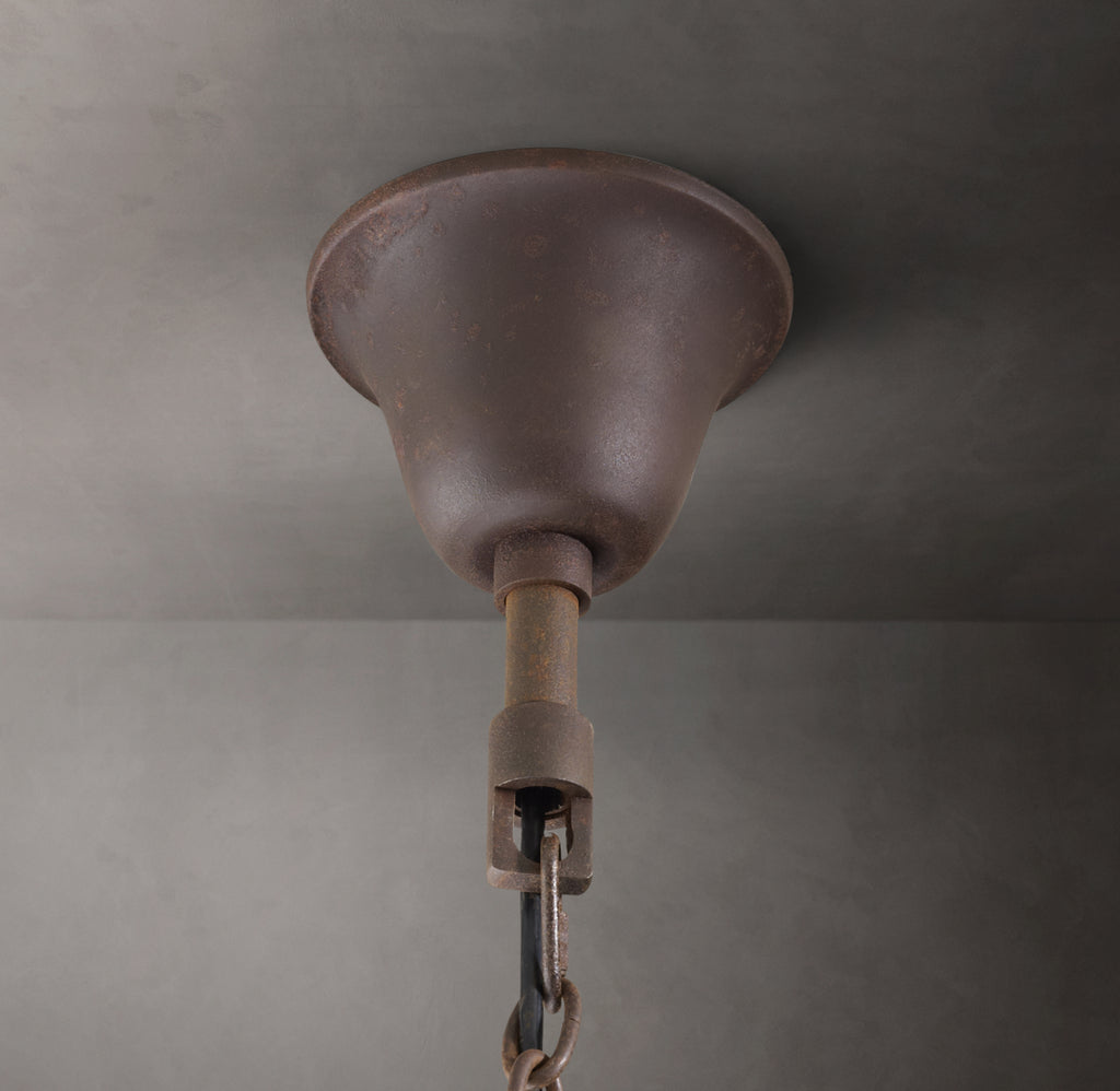 Sculptural 19th C. Rococo Iron & Crystal Round Chandelier, alternate view