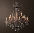 Sculptural 19th C. Rococo Iron & Crystal Round Chandelier
