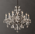 Sculptural 19th C. Rococo Iron & Crystal Round Chandelier