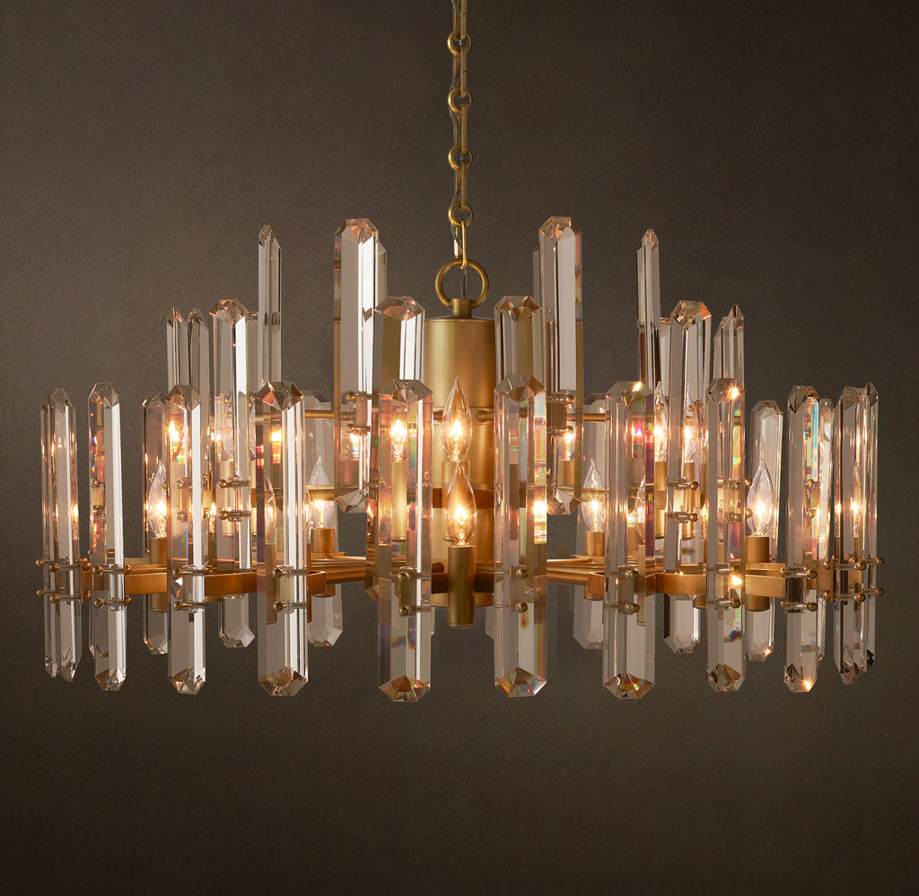 Signature Bonnington Round Chandelier – 36" Lacquered Burnished Brass