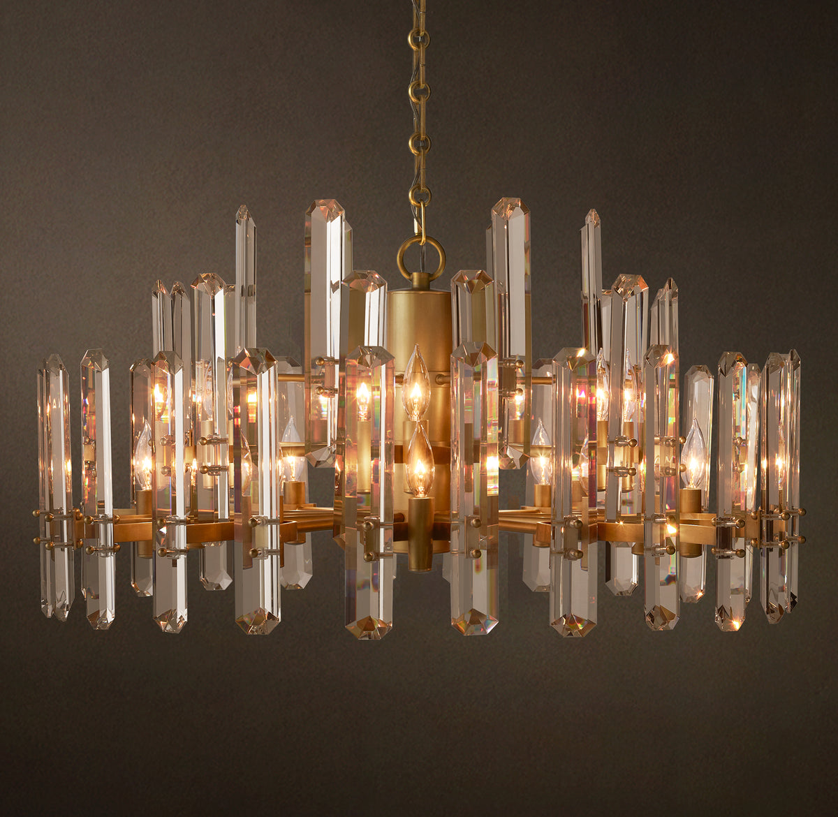 Signature Bonnington Round Chandelier – 36" Lacquered Burnished Brass