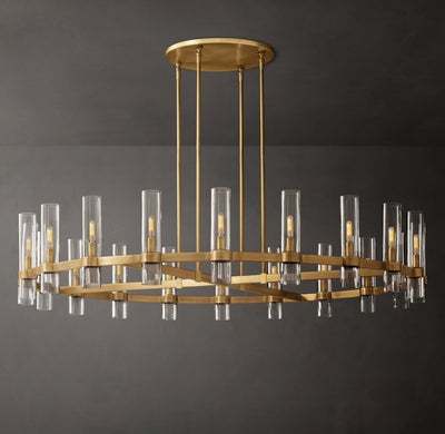 Artisan Ravelle Round Chandelier – 60" Lacquered Burnished Brass