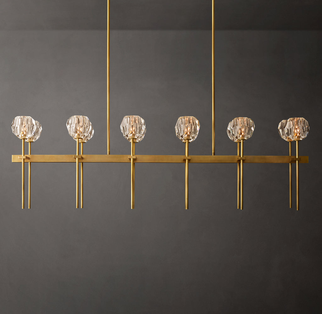Heritage Boule De Cristal Clear Glass Double Linear Chandelier