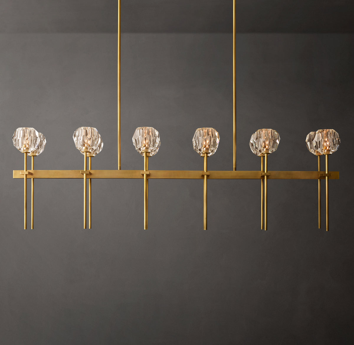 Heritage Boule De Cristal Clear Glass Double Linear Chandelier