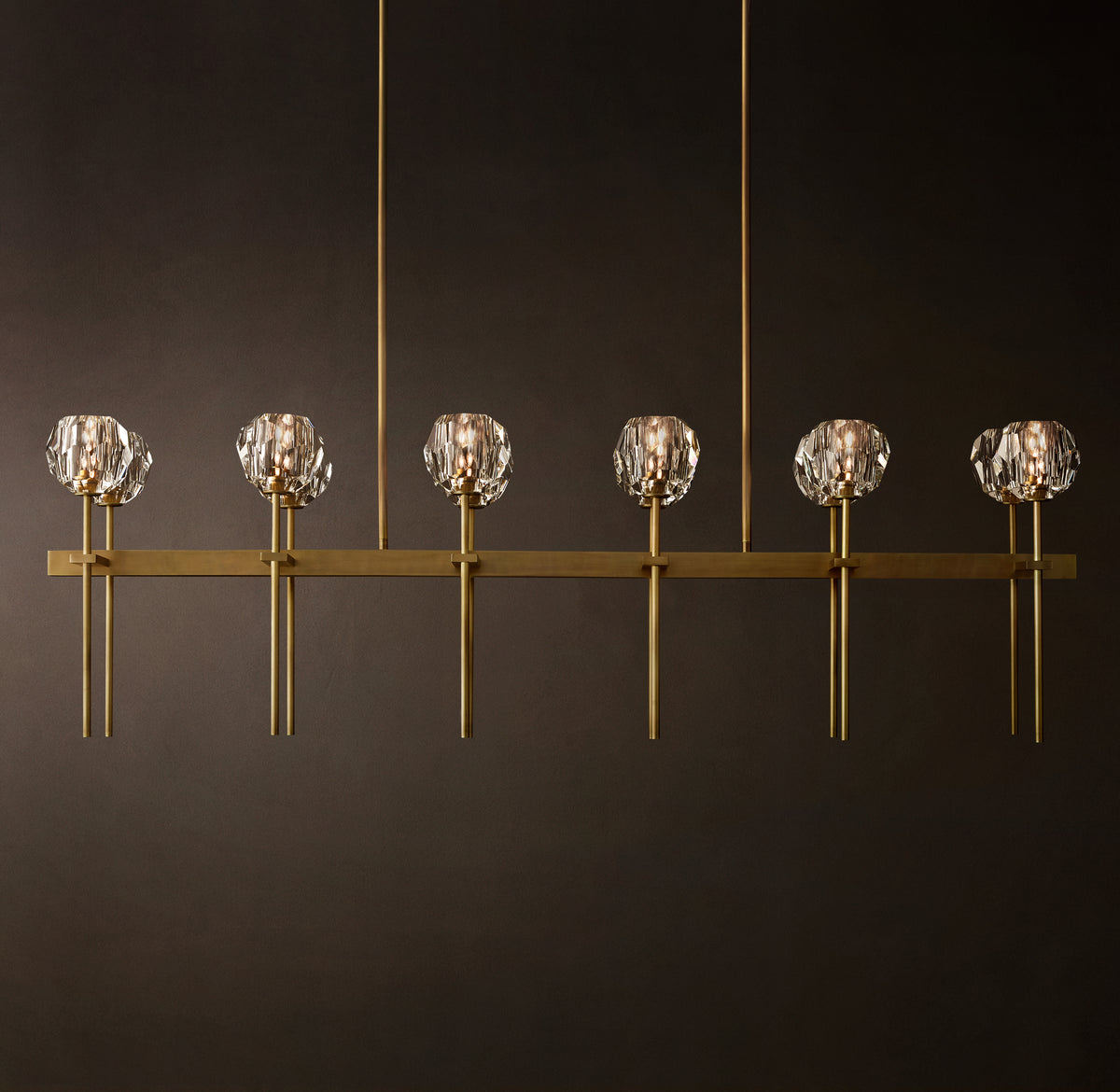 Heritage Boule De Cristal Clear Glass Double Linear Chandelier