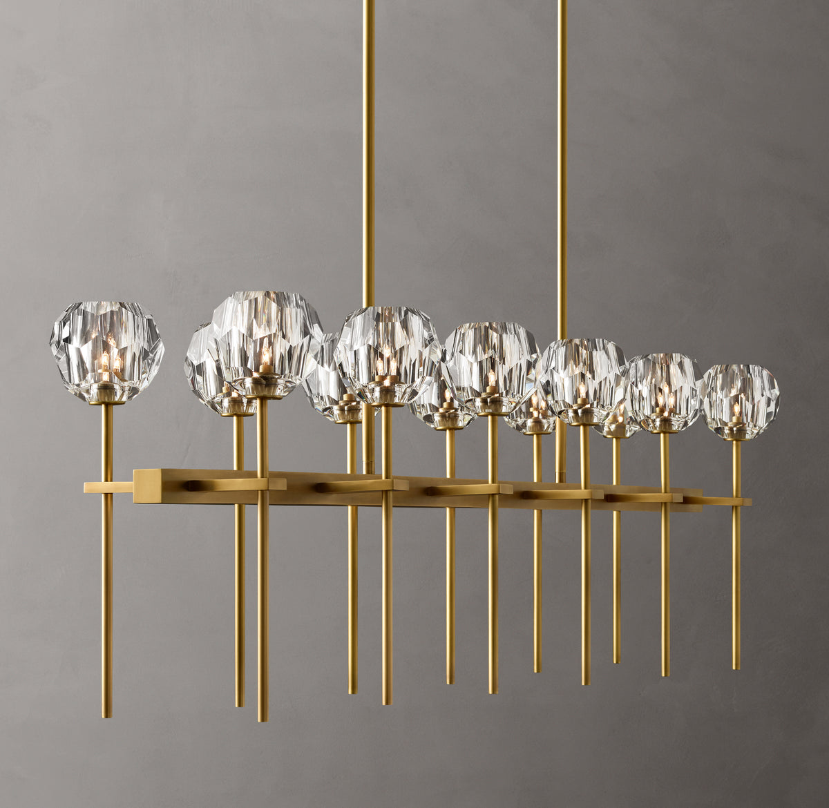 Heritage Boule De Cristal Clear Glass Double Linear Chandelier