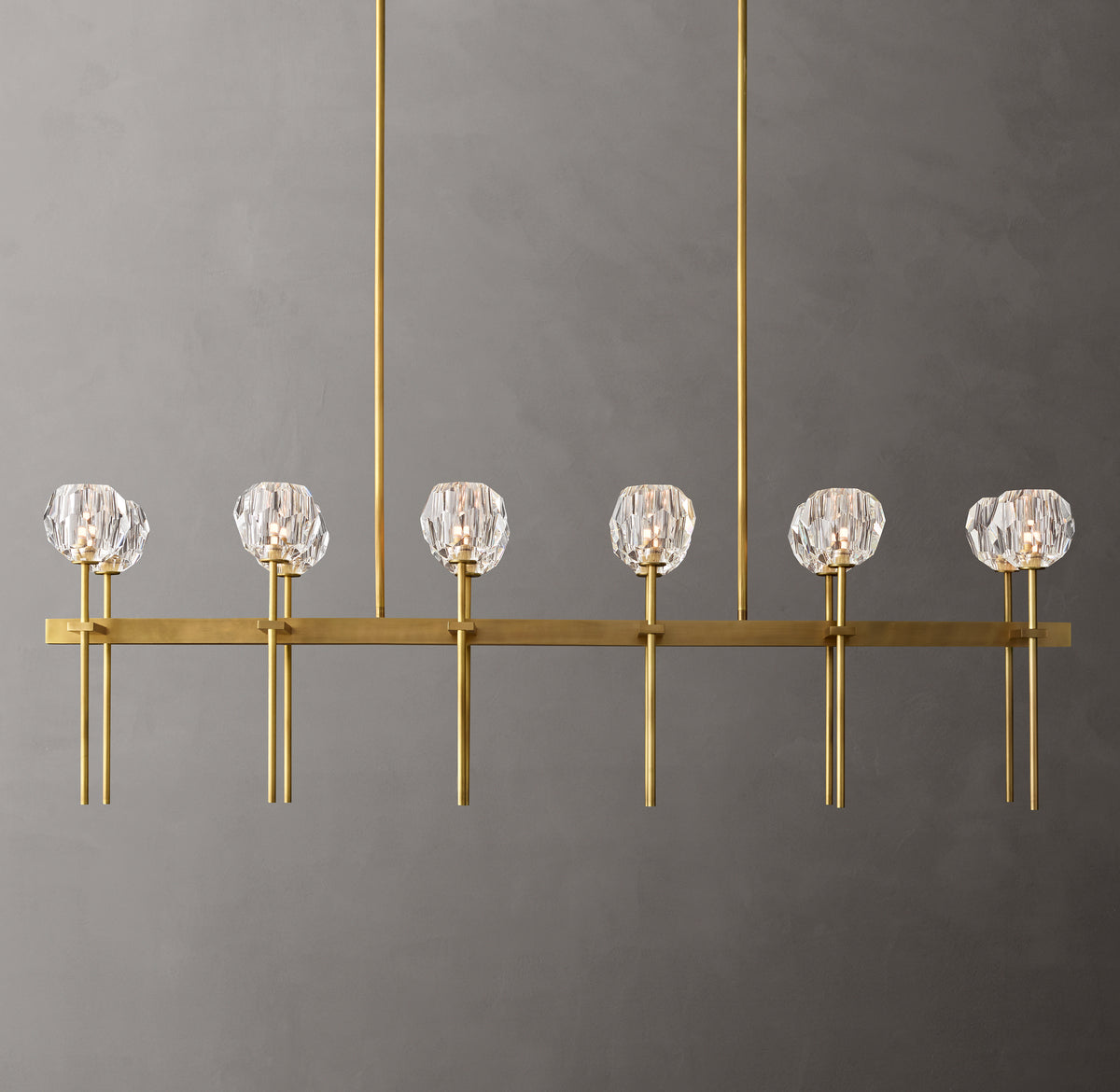 Heritage Boule De Cristal Clear Glass Double Linear Chandelier