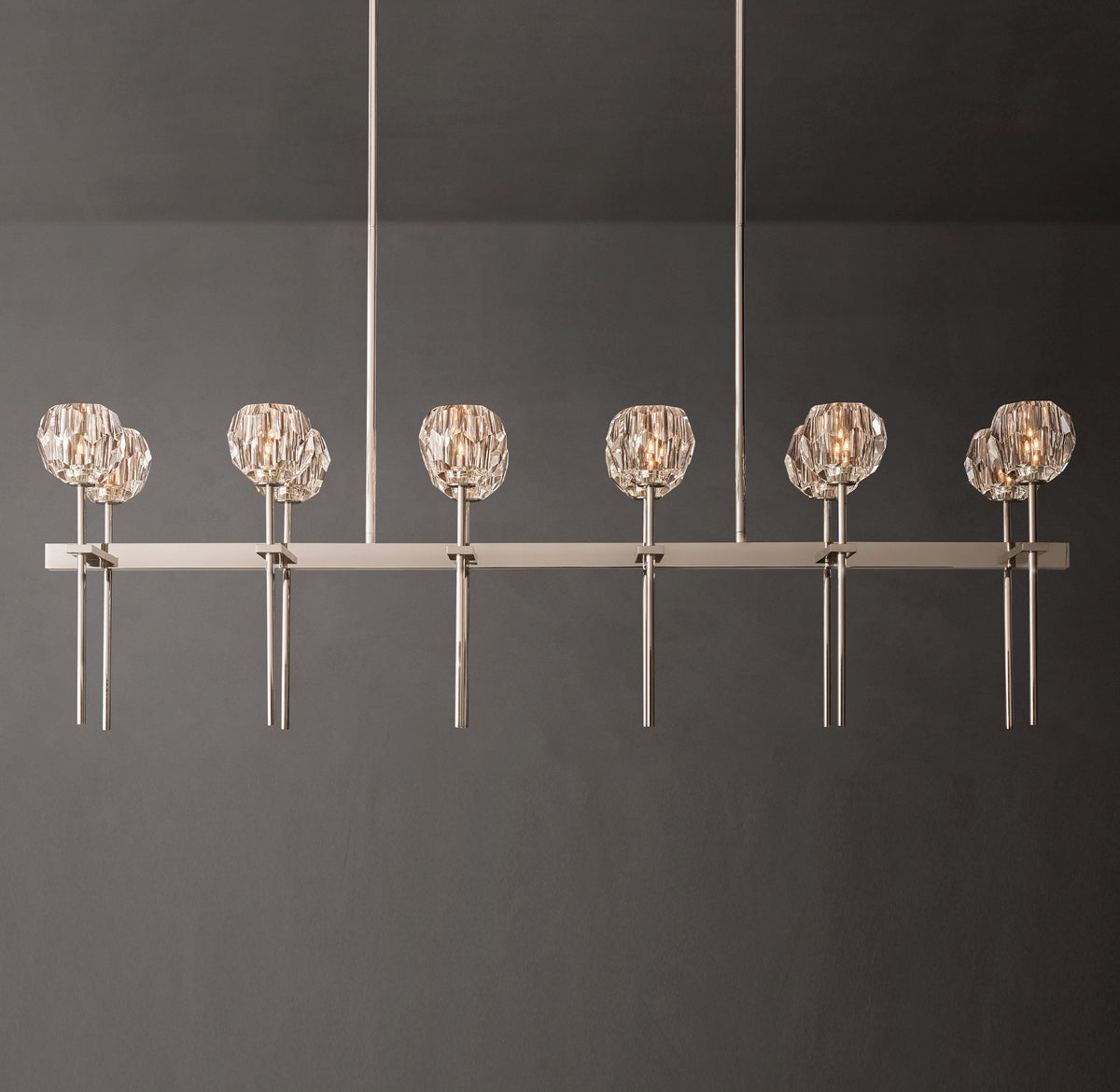 Heritage Boule De Cristal Clear Glass Double Linear Chandelier