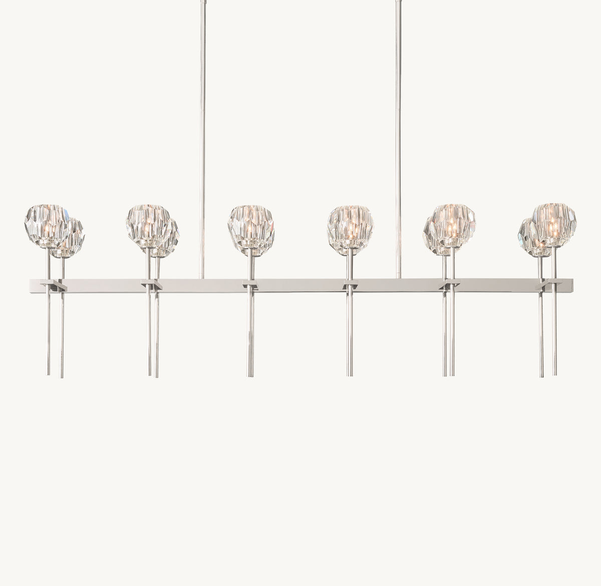Heritage Boule De Cristal Clear Glass Double Linear Chandelier, alternate view