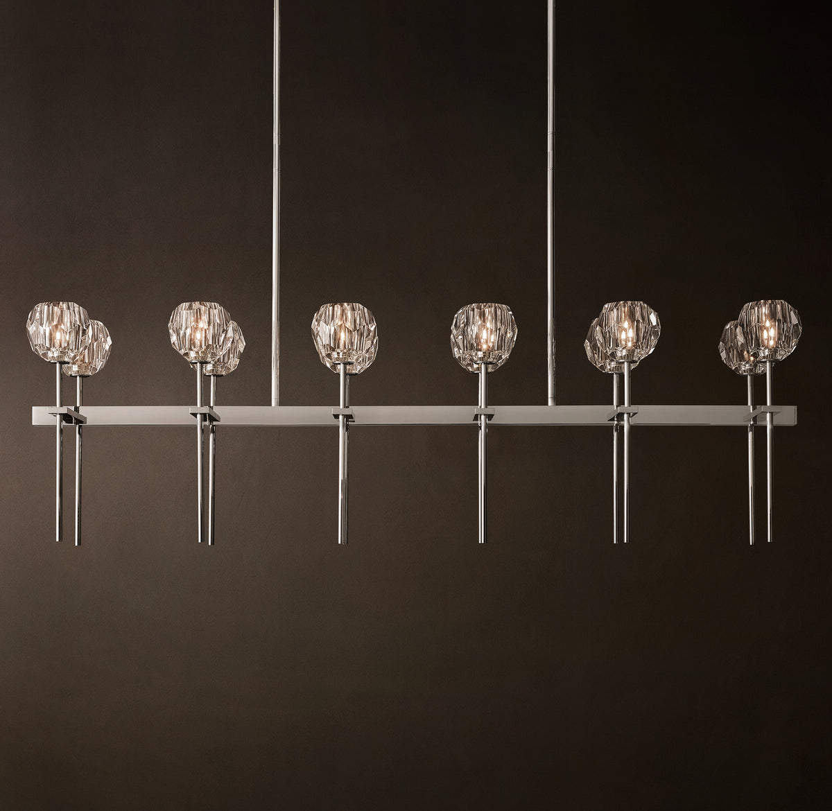 Heritage Boule De Cristal Clear Glass Double Linear Chandelier