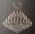 Sculptural 19th C. Rococo Iron & Crystal Round Chandelier